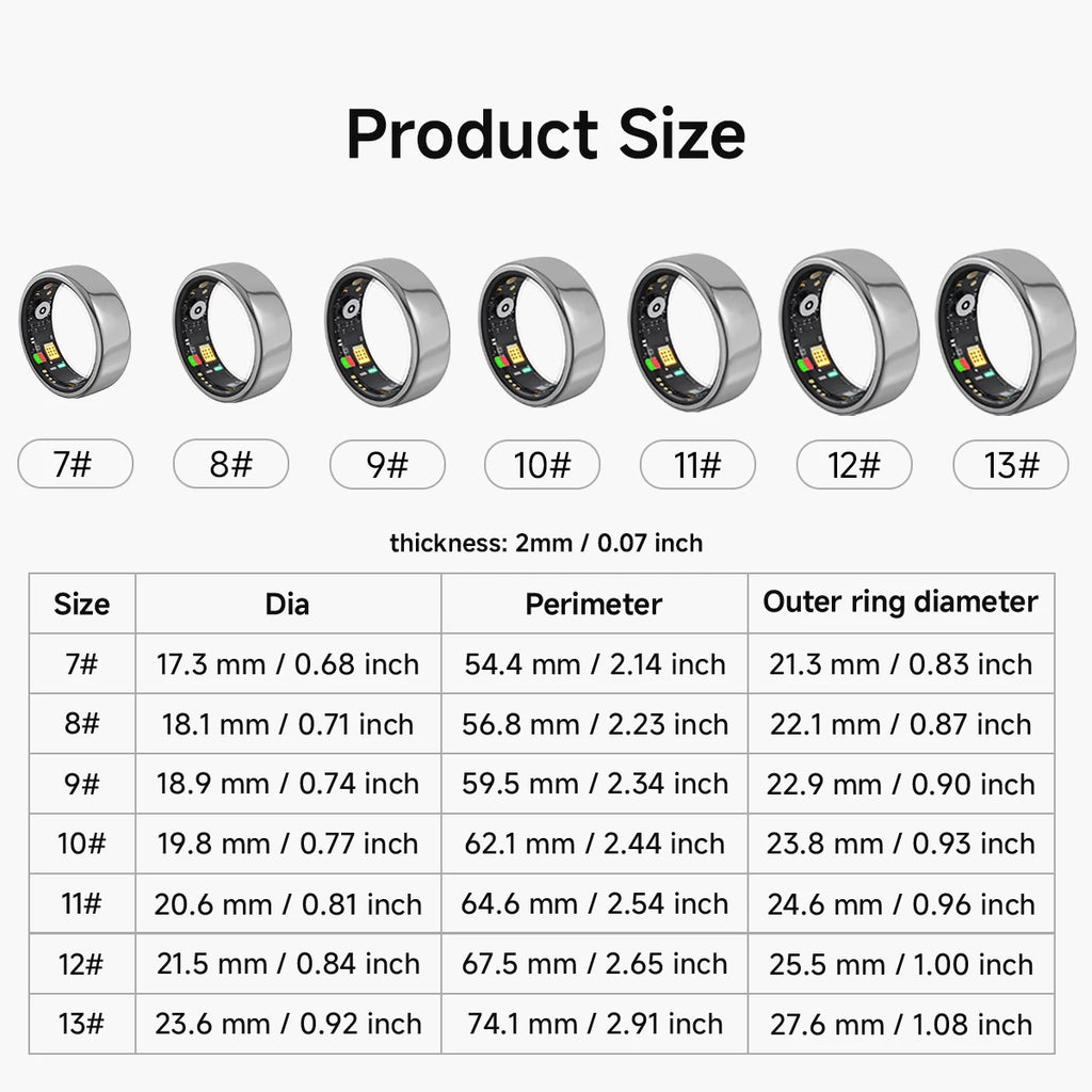 New Smart Ring Sleep Blood Pressure Health Monitoring Multi-sport Modes IP68 Waterproof Wirless Rings For Women Men Android iOS