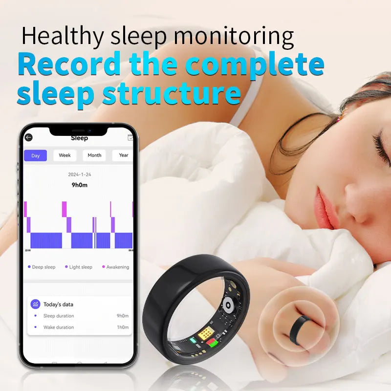 2025 New Smart Ring Heart Rate/Health Sleep Monitoring Multi Sport Modes IP68 Life Waterproof Use Time 3 Days Rings Gift For Man