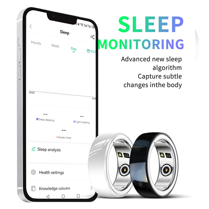 Sport Man Waterproof R08M Smart Ring Nano Ceramic Stainless Steel Rings For Heart Rate Blood Oxygen Sleep Health Fitness Monitor