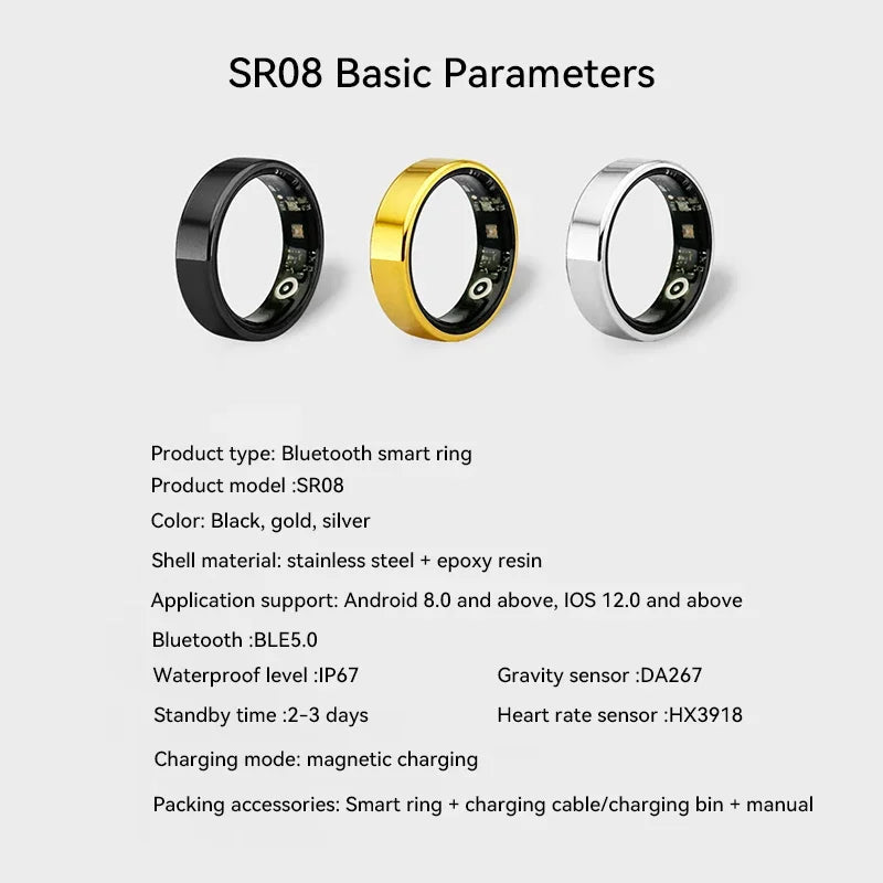 Smart Ring SR08 Multifunctional Ring Bluetooth Health Monitoring Sleep Monitoring Heart Rate Men Women Smart Ring  New 2025