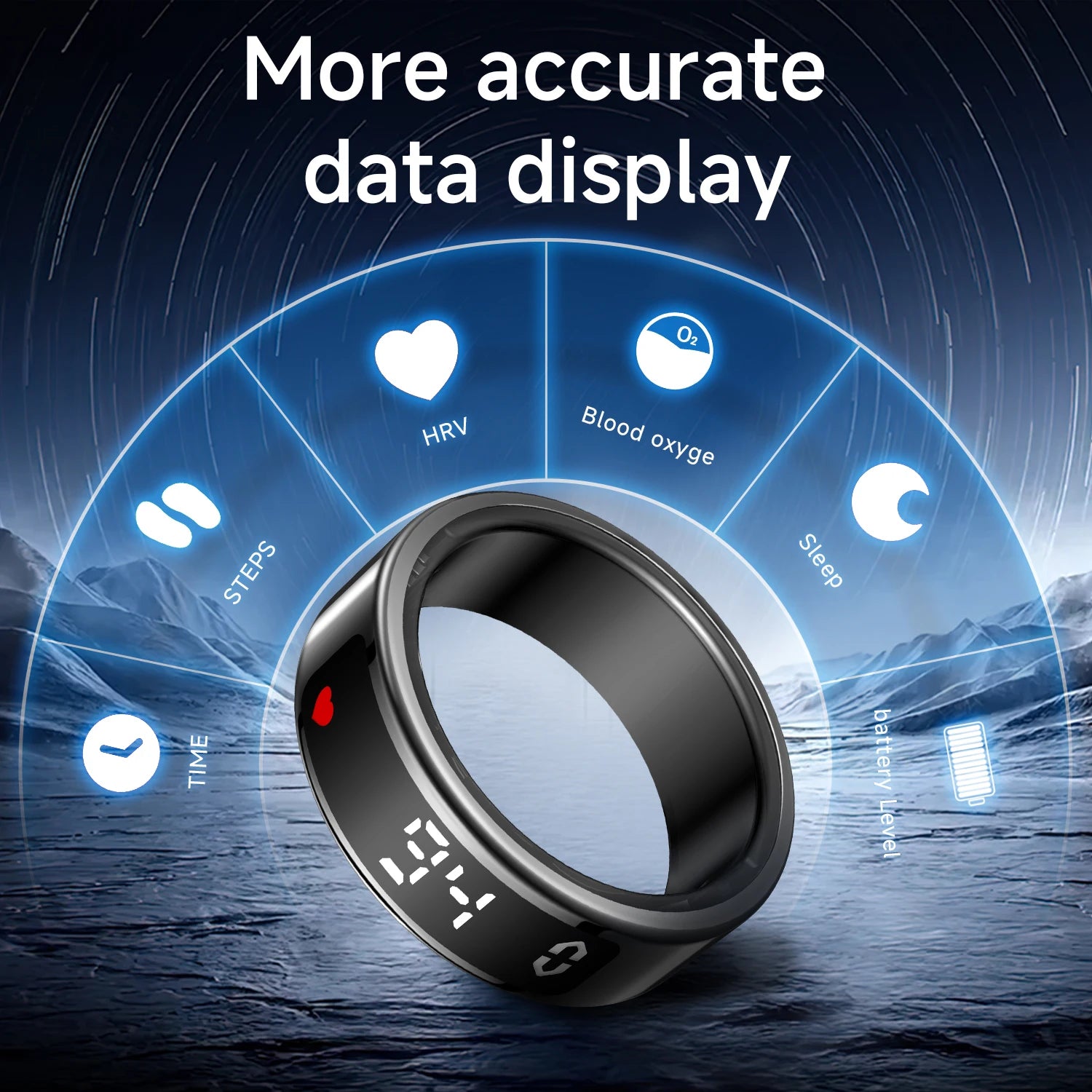 Smart Ring Inteligente Display Screen Waterproof Heart Rate&Blood Oxgyen&Sleep Monitoring Mutiple Sports Modes Men Women Ring