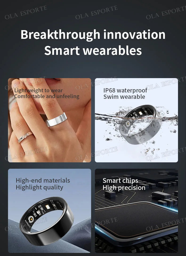 Smart Ring Men Women Health Monitor Heart Rate Blood Oxygen Sleep Ring 5ATM Waterproof Ring Multi Sports Fitness Tracker Rings