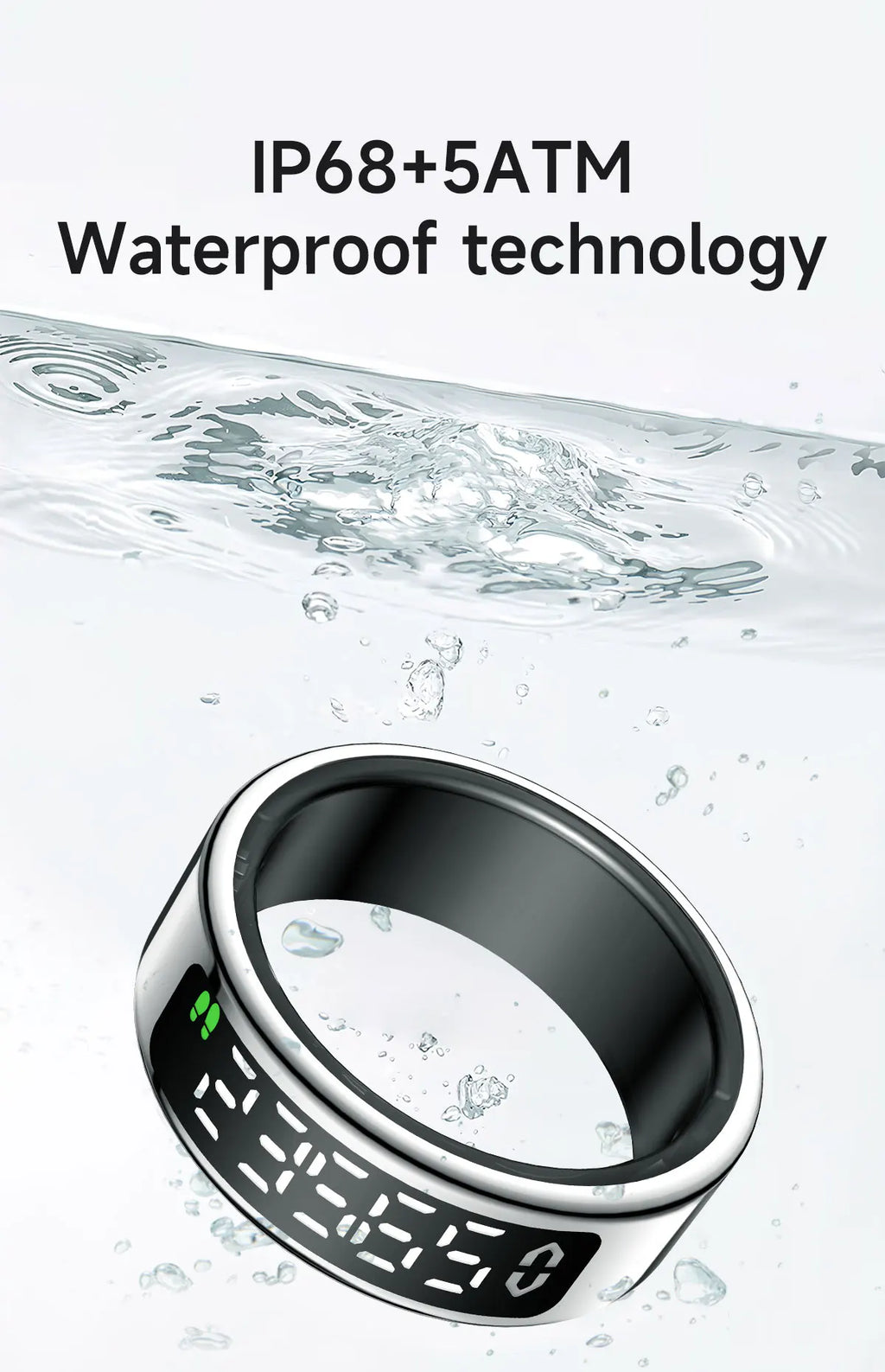 Smart Ring Inteligente Display Screen Waterproof Heart Rate&Blood Oxgyen&Sleep Monitoring Mutiple Sports Modes Men Women Ring