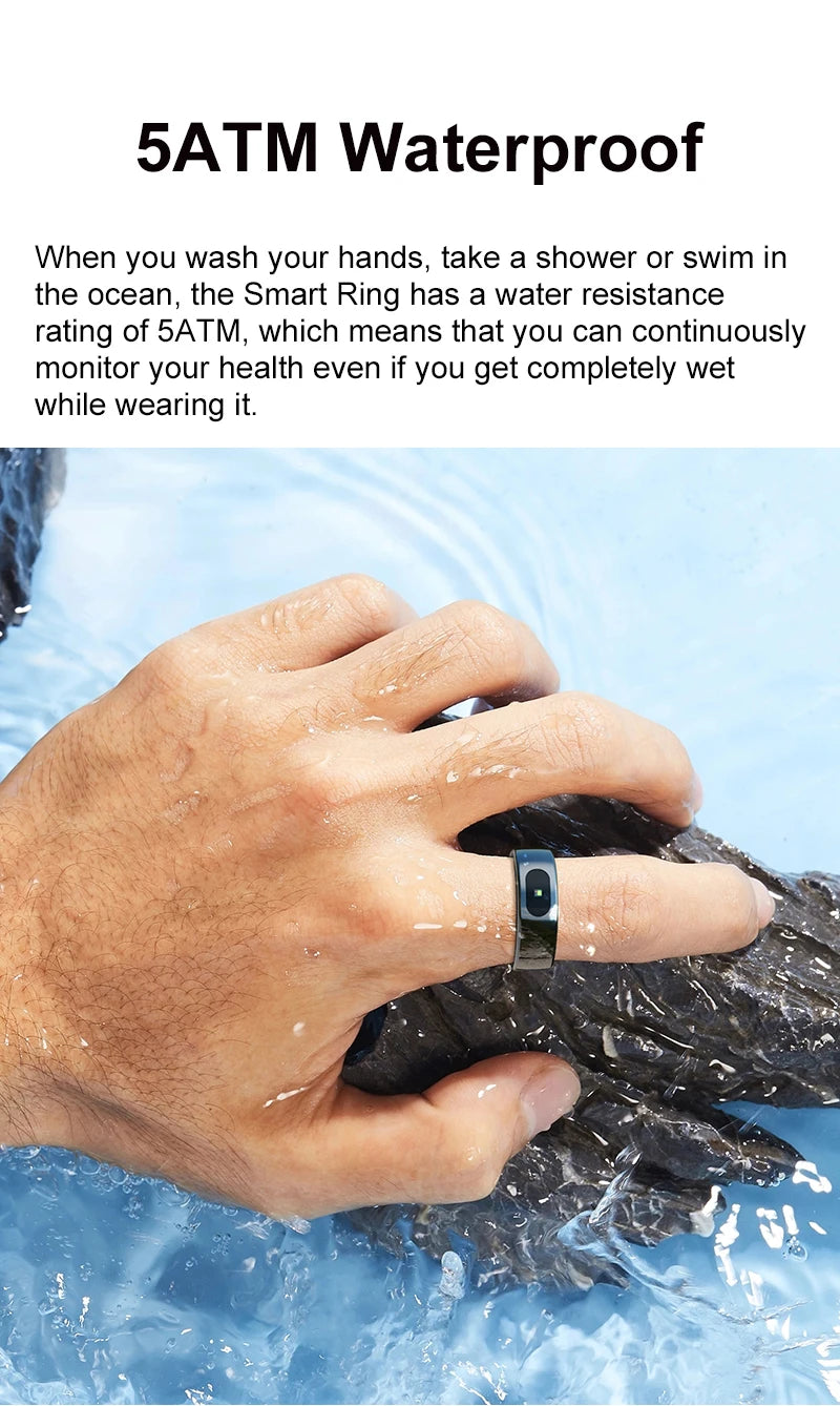 R08 Smart Ring For Men Women Touch Control Function Health Monitor IP68 5ATM Waterproof Skin Temperature Measure Smart Ring New