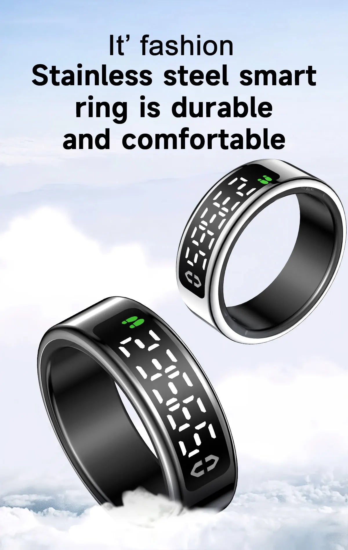 Smart Ring Inteligente Display Screen Waterproof Heart Rate&Blood Oxgyen&Sleep Monitoring Mutiple Sports Modes Men Women Ring