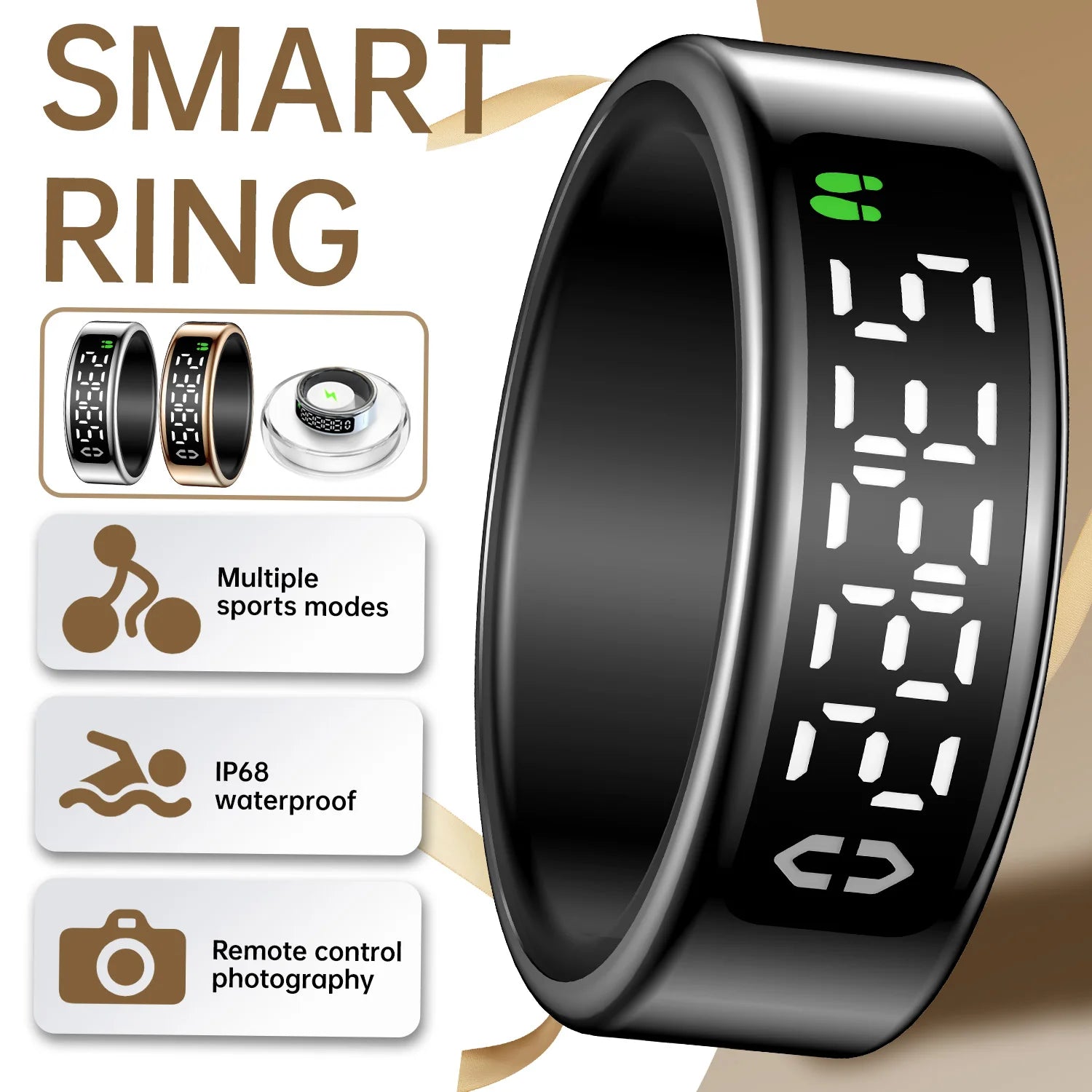 Smart Ring Inteligente Display Screen Waterproof Heart Rate&Blood Oxgyen&Sleep Monitoring Mutiple Sports Modes Men Women Ring