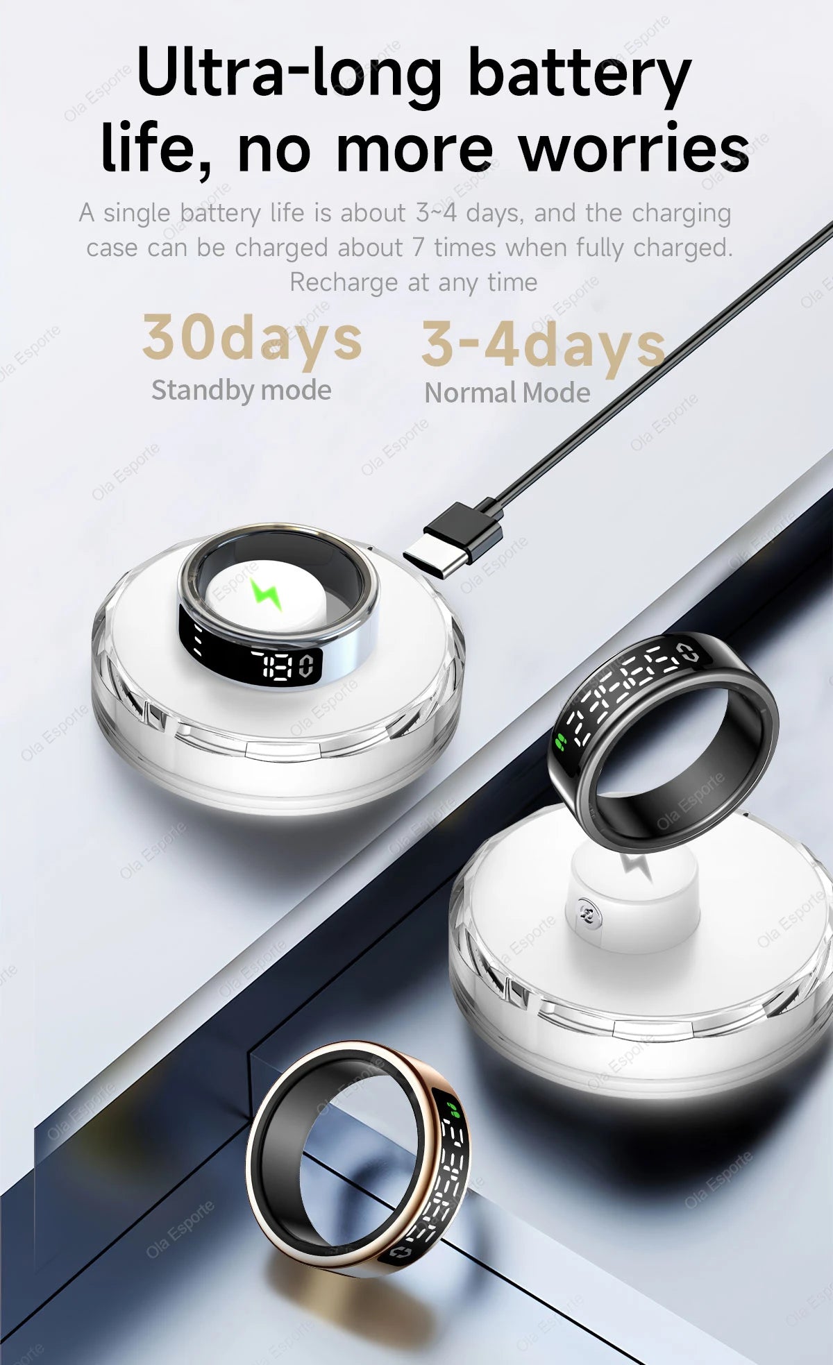 2025 Smart Ring with Display Screen and Touch, Wireless Charging, Health Manager, 5 ATM Waterproof For Men Women Rings R12 R11