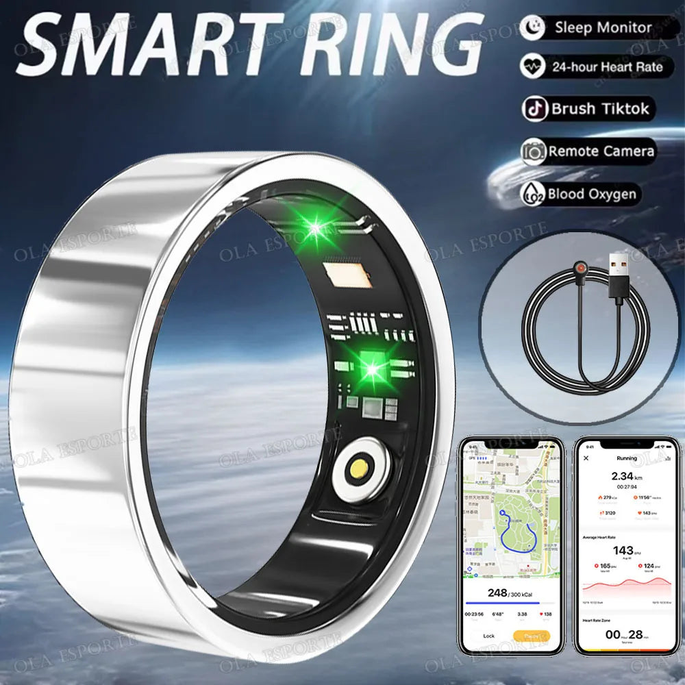 Smart Ring Men Women Health Monitor Heart Rate Blood Oxygen Sleep Ring 5ATM Waterproof Ring Multi Sports Fitness Tracker Rings