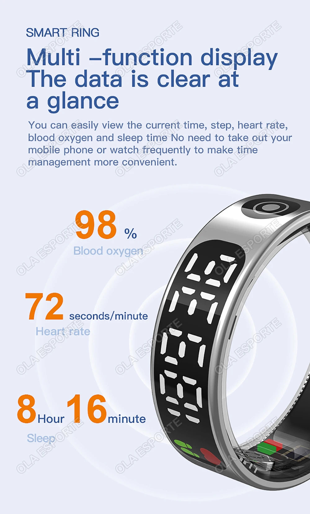 SR08 Smart Ring with Charging Box for Men Women LED Display Screen Gesture Control Health Monitor 5ATM Waterproof Sports Rings