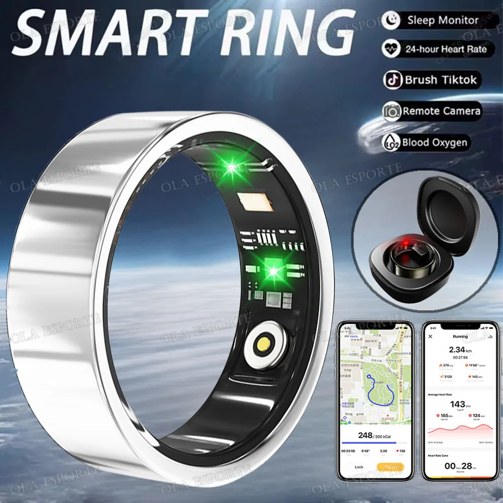 Smart Ring Men Women Health Monitor Heart Rate Blood Oxygen Sleep Ring 5ATM Waterproof Ring Multi Sports Fitness Tracker Rings