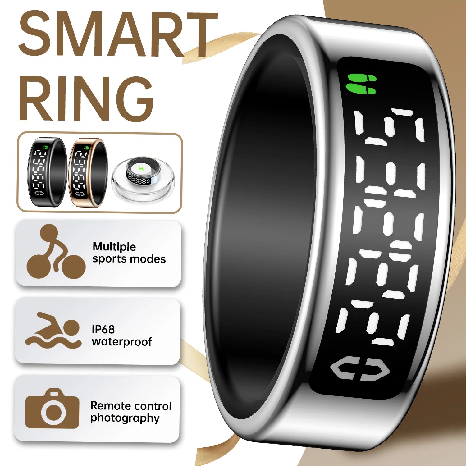 Smart Ring Inteligente Display Screen Waterproof Heart Rate&Blood Oxgyen&Sleep Monitoring Mutiple Sports Modes Men Women Ring