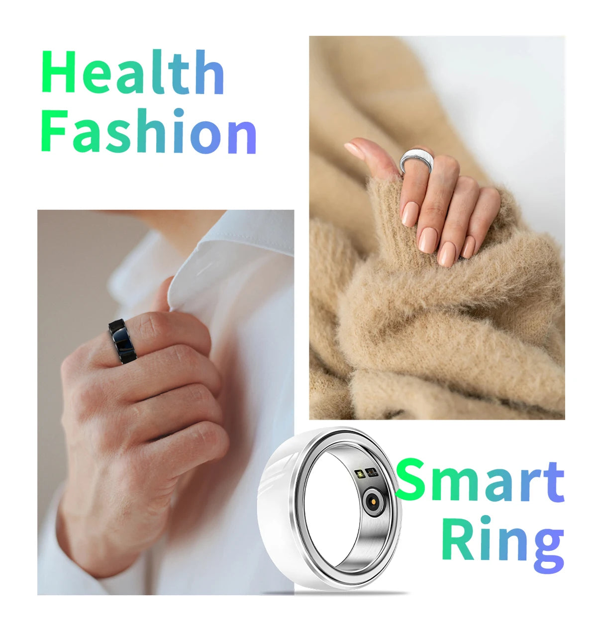 Sport Man Waterproof R08M Smart Ring Nano Ceramic Stainless Steel Rings For Heart Rate Blood Oxygen Sleep Health Fitness Monitor