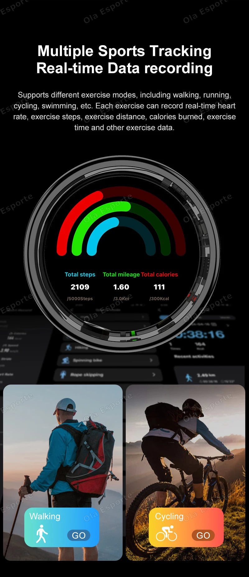 2025 New Smart Ring Men Women LED Touch Display Screen Heart Rate Blood Oxygen Monitor IP68 Waterproof Multiple Sport Mode Rings