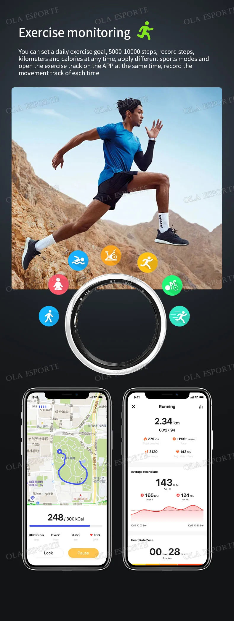 Smart Ring Men Women Health Monitor Heart Rate Blood Oxygen Sleep Ring 5ATM Waterproof Ring Multi Sports Fitness Tracker Rings