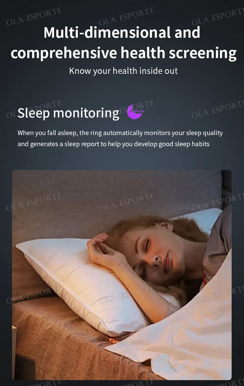 Smart Ring Men Women Health Monitor Heart Rate Blood Oxygen Sleep Ring 5ATM Waterproof Ring Multi Sports Fitness Tracker Rings