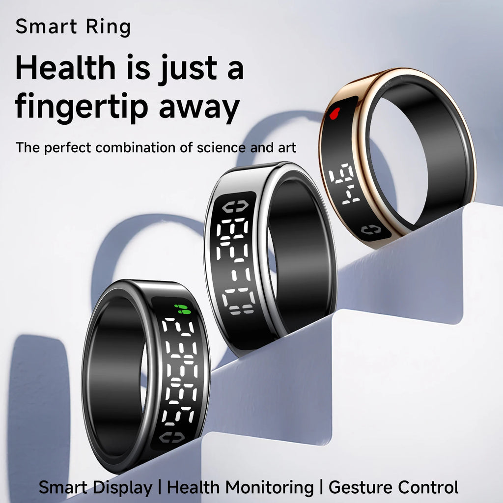 Smart Ring Inteligente Display Screen Waterproof Heart Rate&Blood Oxgyen&Sleep Monitoring Mutiple Sports Modes Men Women Ring
