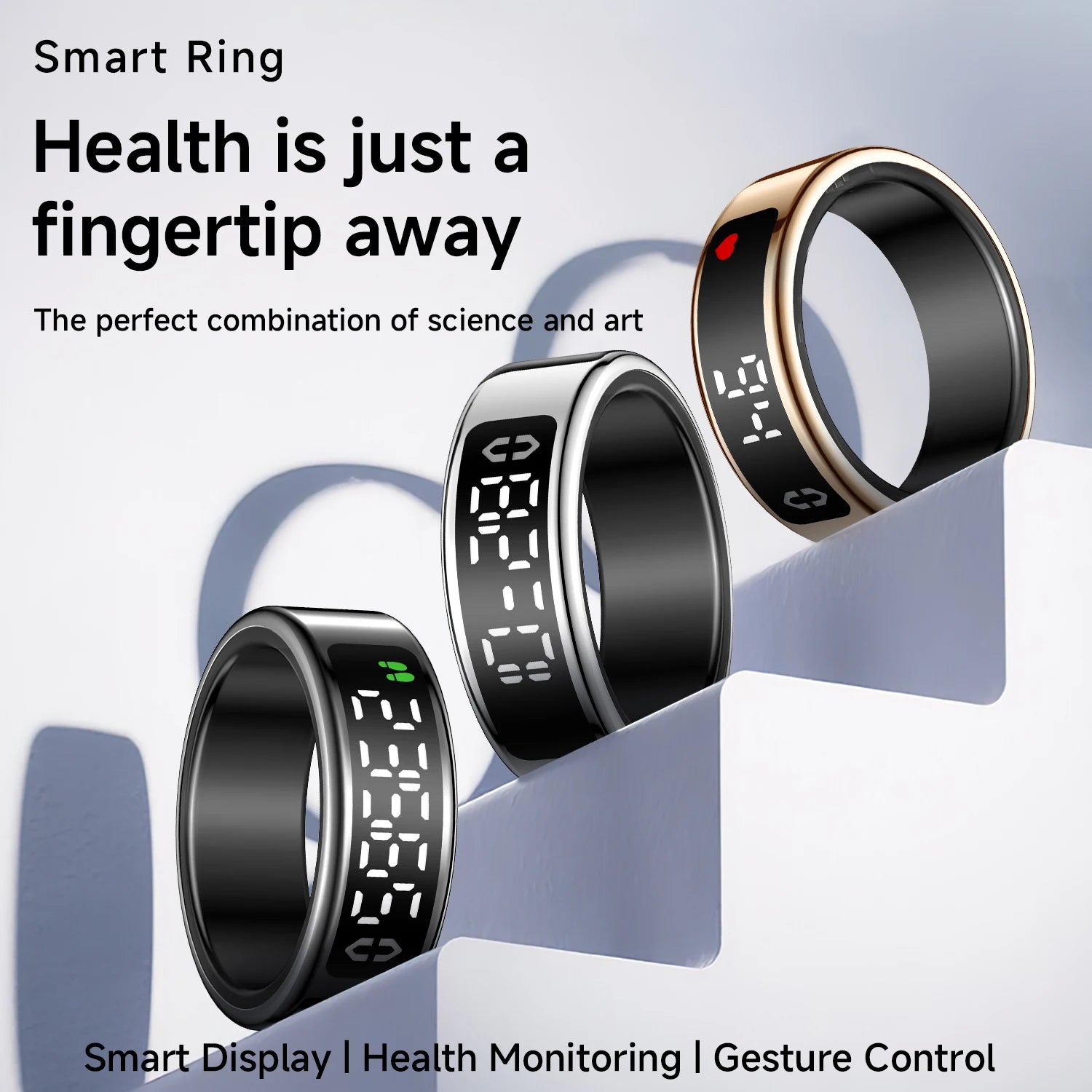 Smart Ring Inteligente Display Screen Waterproof Heart Rate&Blood Oxgyen&Sleep Monitoring Mutiple Sports Modes Men Women Ring