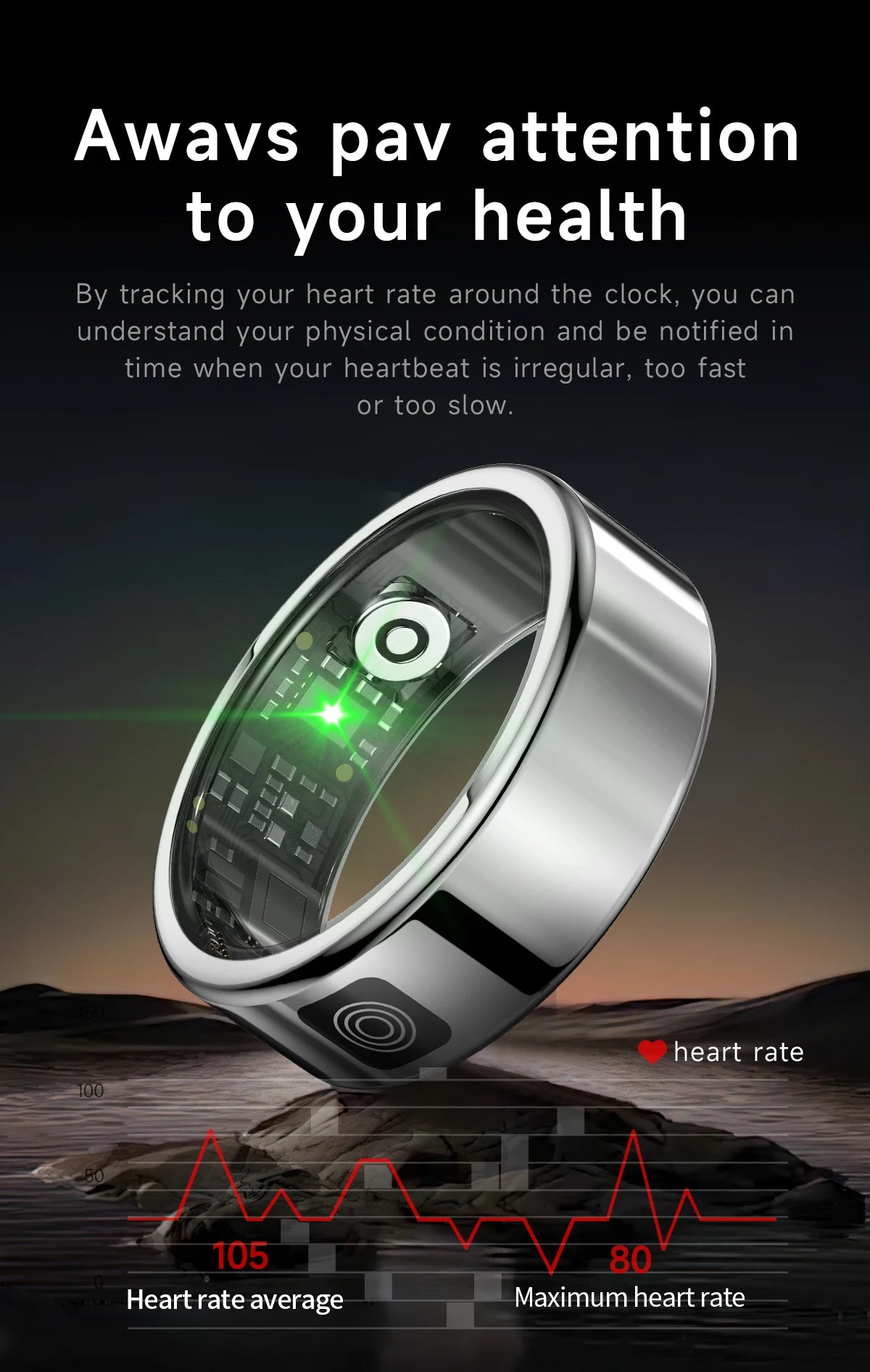 2025 New SR08 Smart Ring Men Women LED Display Screen Heart Rate Blood Oxygen Monitoring 5ATM Waterproof Multi Sports Modes Gift
