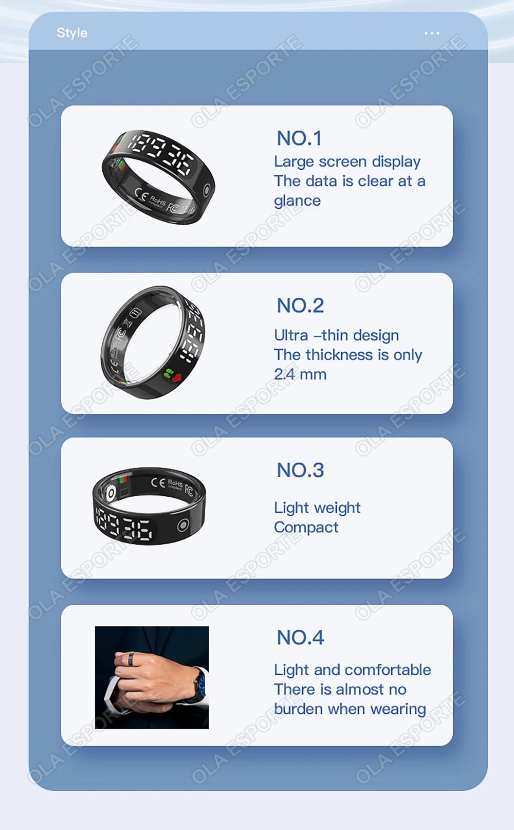 SR08 Smart Ring with Charging Box for Men Women LED Display Screen Gesture Control Health Monitor 5ATM Waterproof Sports Rings