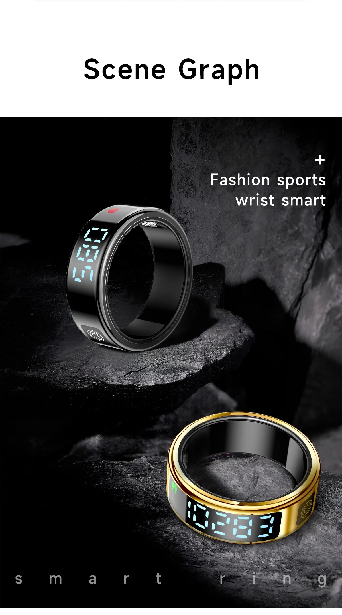 2025 New SR08 Smart Ring Men Women LED Display Screen Heart Rate Blood Oxygen Monitoring 5ATM Waterproof Multi Sports Modes Gift