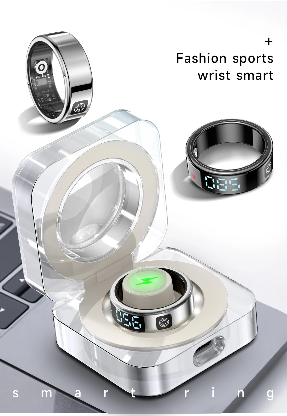 2025 New SR08 Smart Ring Men Women LED Display Screen Heart Rate Blood Oxygen Monitoring 5ATM Waterproof Multi Sports Modes Gift