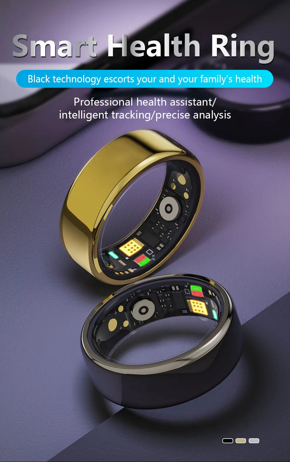 New Smart Ring Sleep Blood Pressure Health Monitoring Multi-sport Modes IP68 Waterproof Wirless Rings For Women Men Android iOS